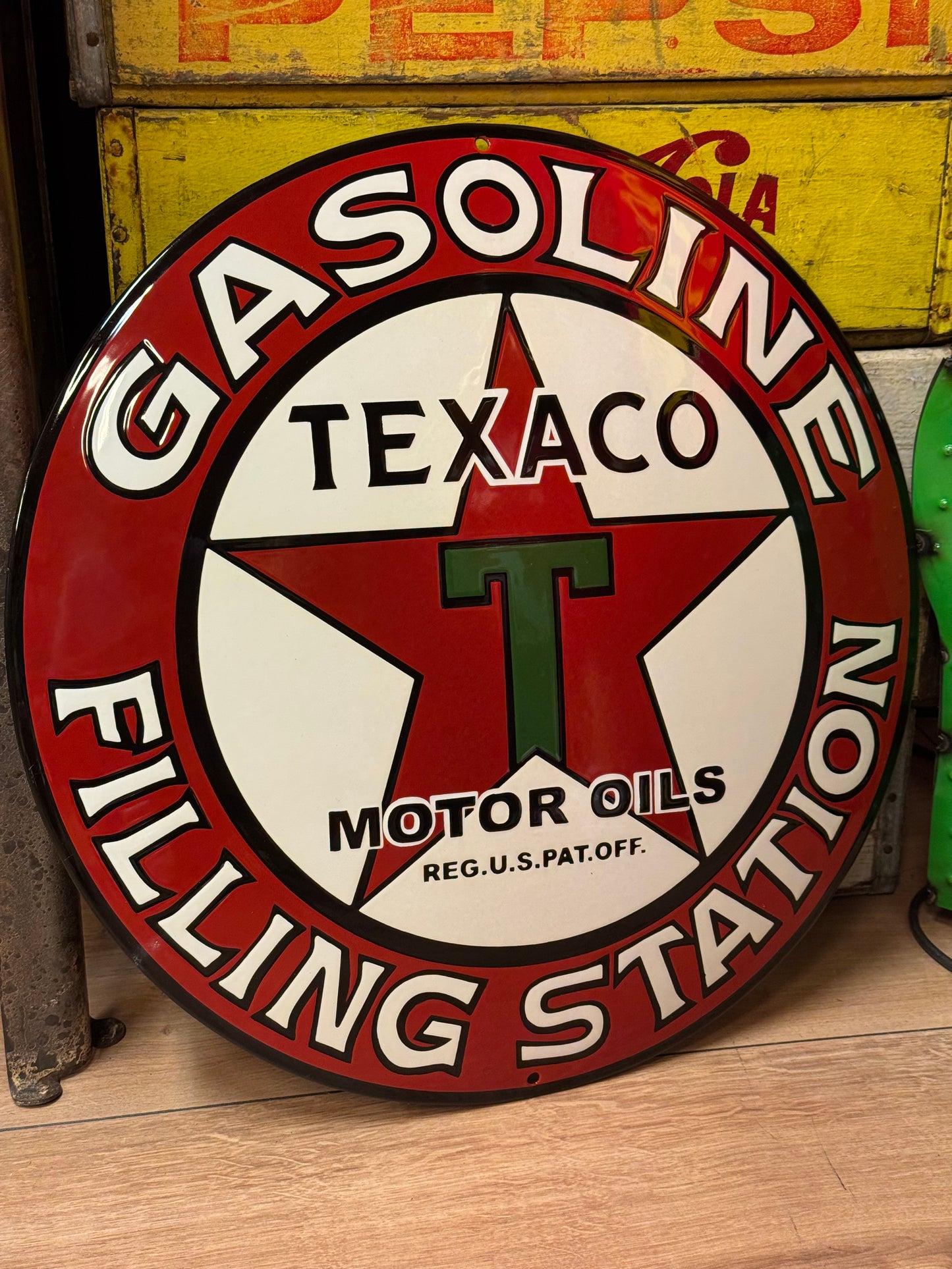 Texaco Gasoline - Emaljeskilt