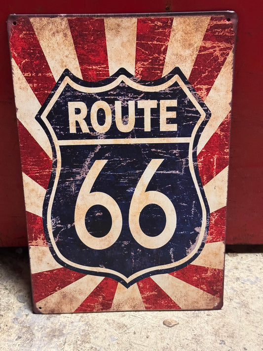 Route 66 repro blikskilt 20x30
