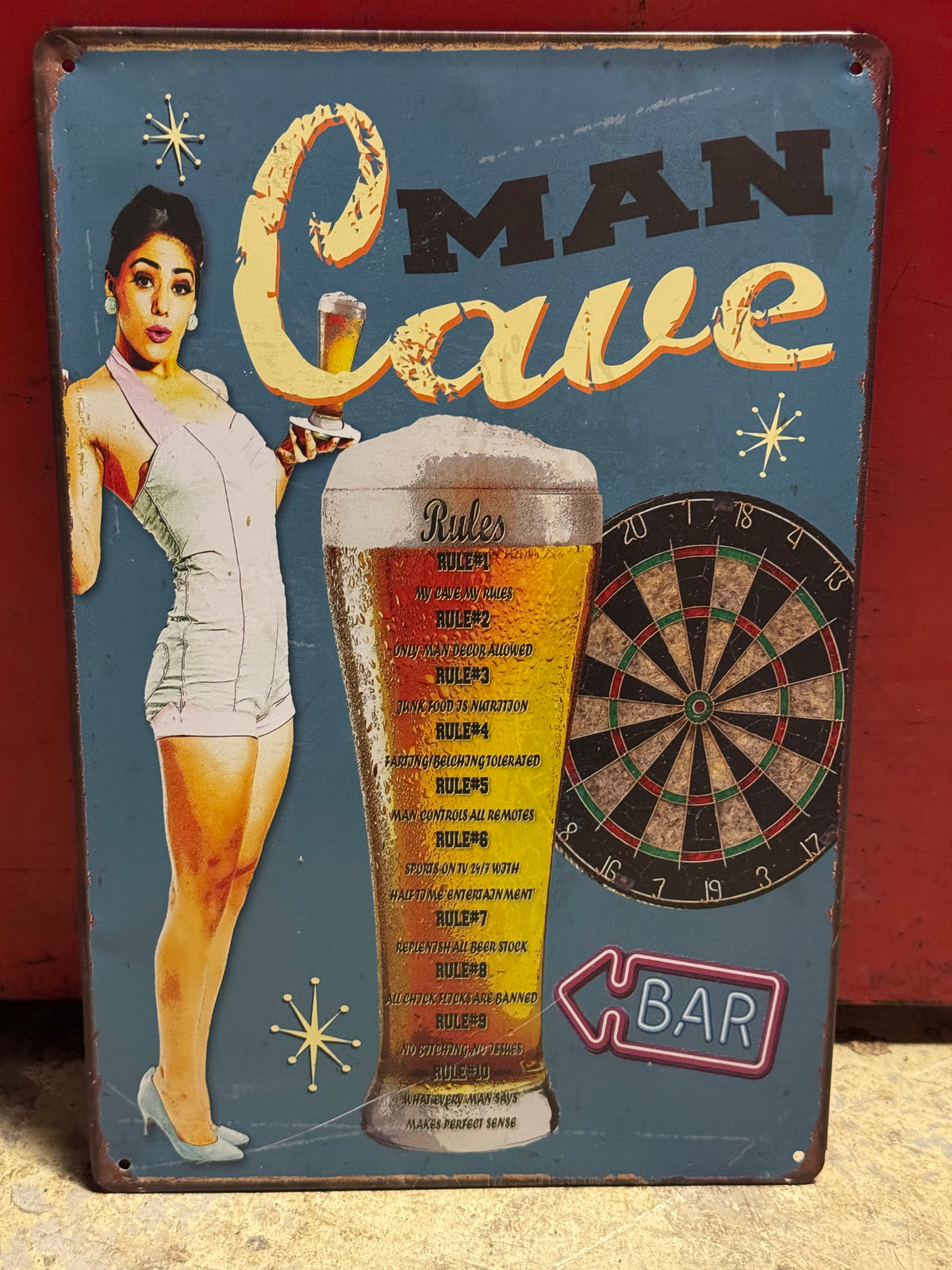 Man Cave repro blikskilt 20x30