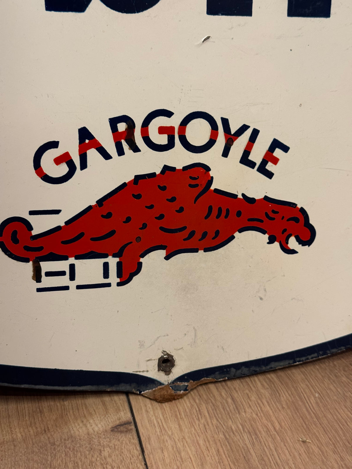 Mobiloil gargoyle masonit skilt 1942-1945