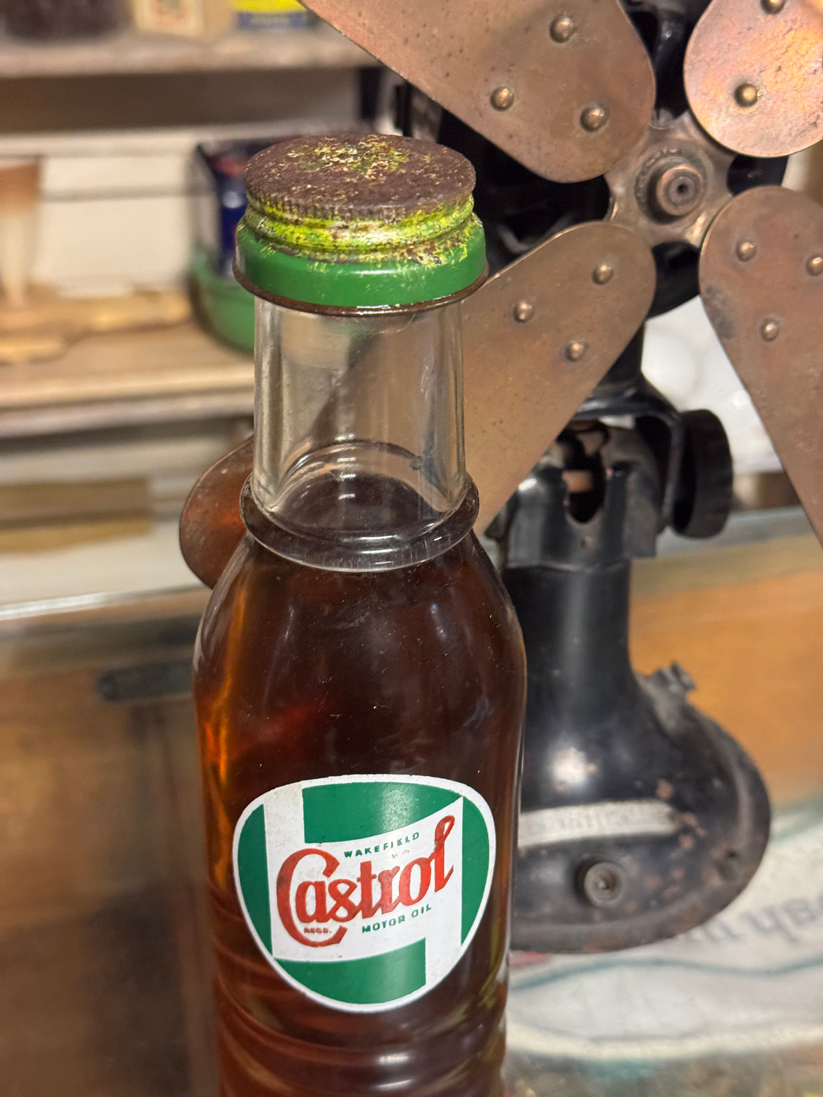 Castrol Wakefield motorolie glasflaske 1950s