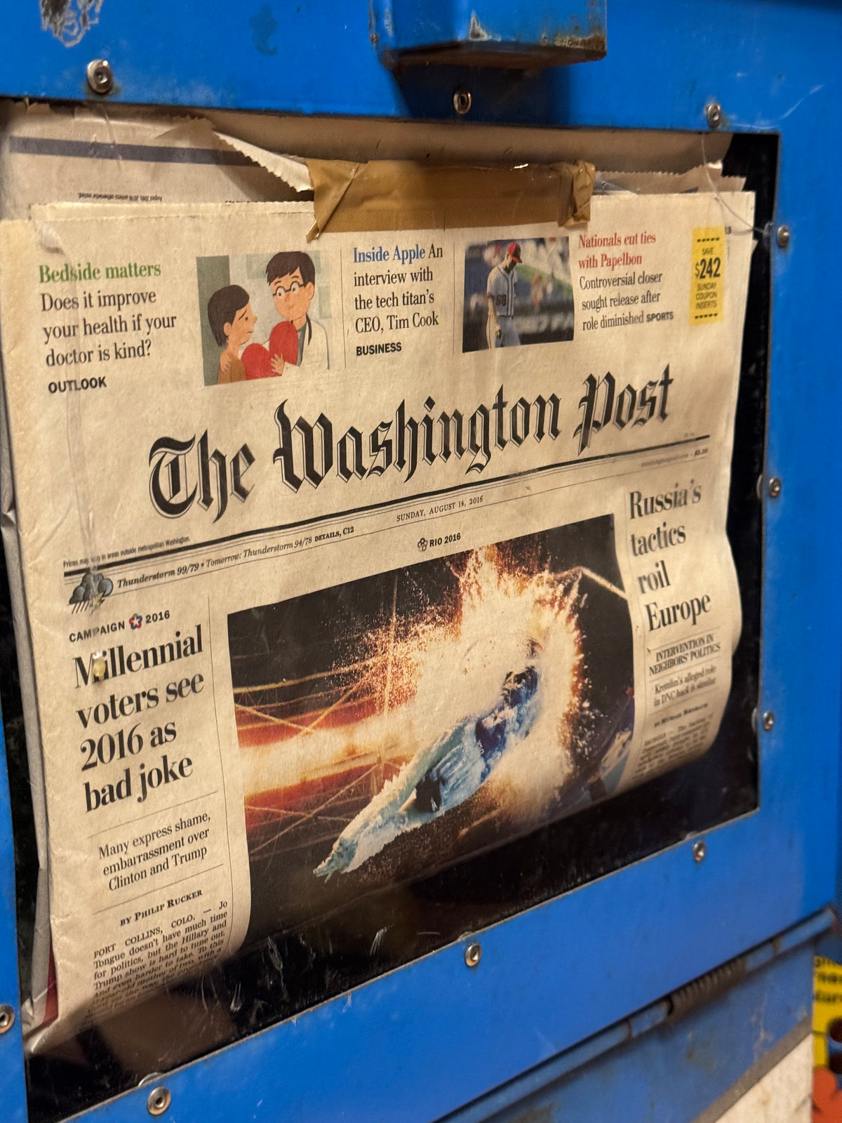 American Washington Post Blue newspaper vendingmachine