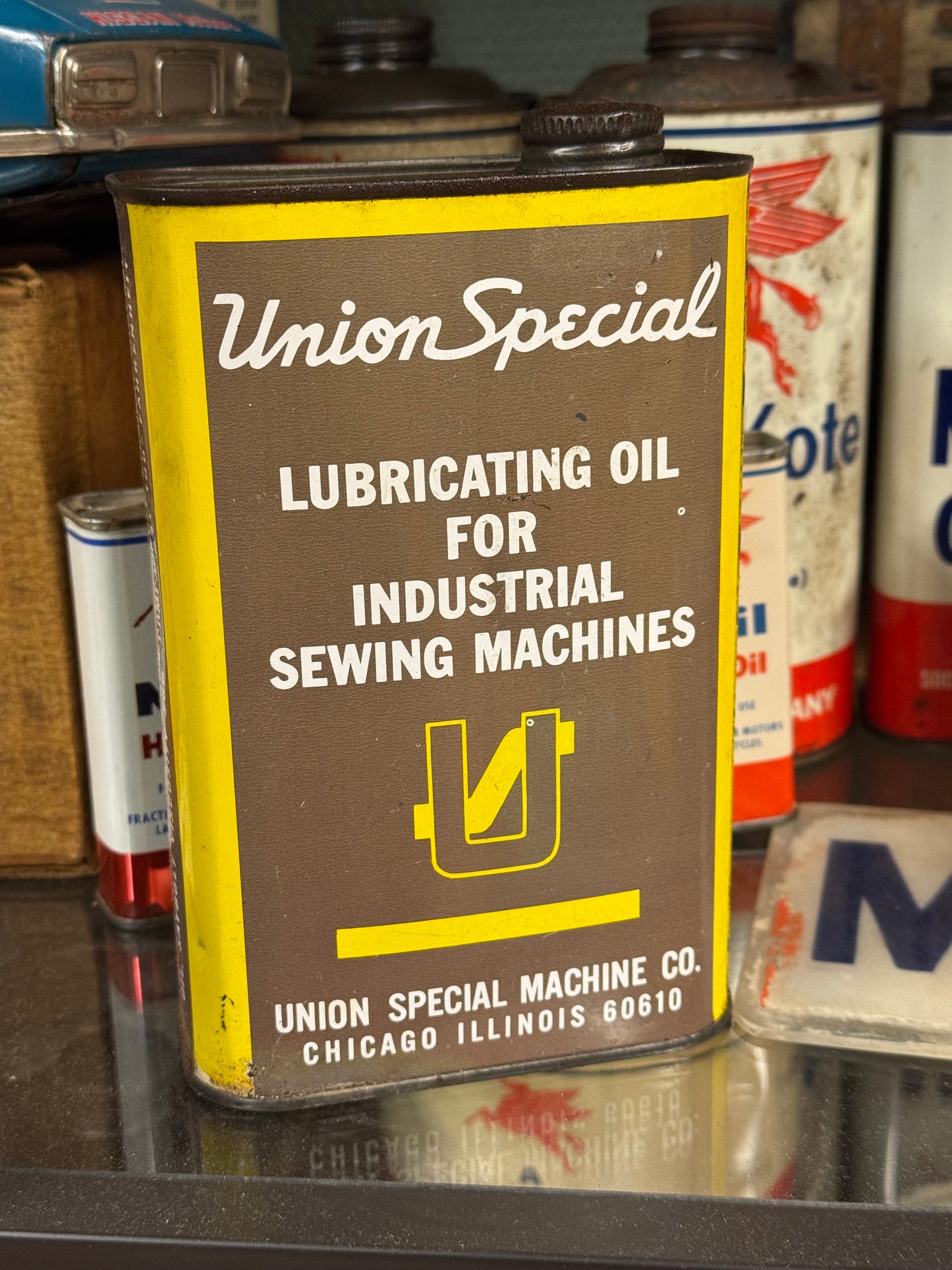 Amerikansk symaskine olie dåse