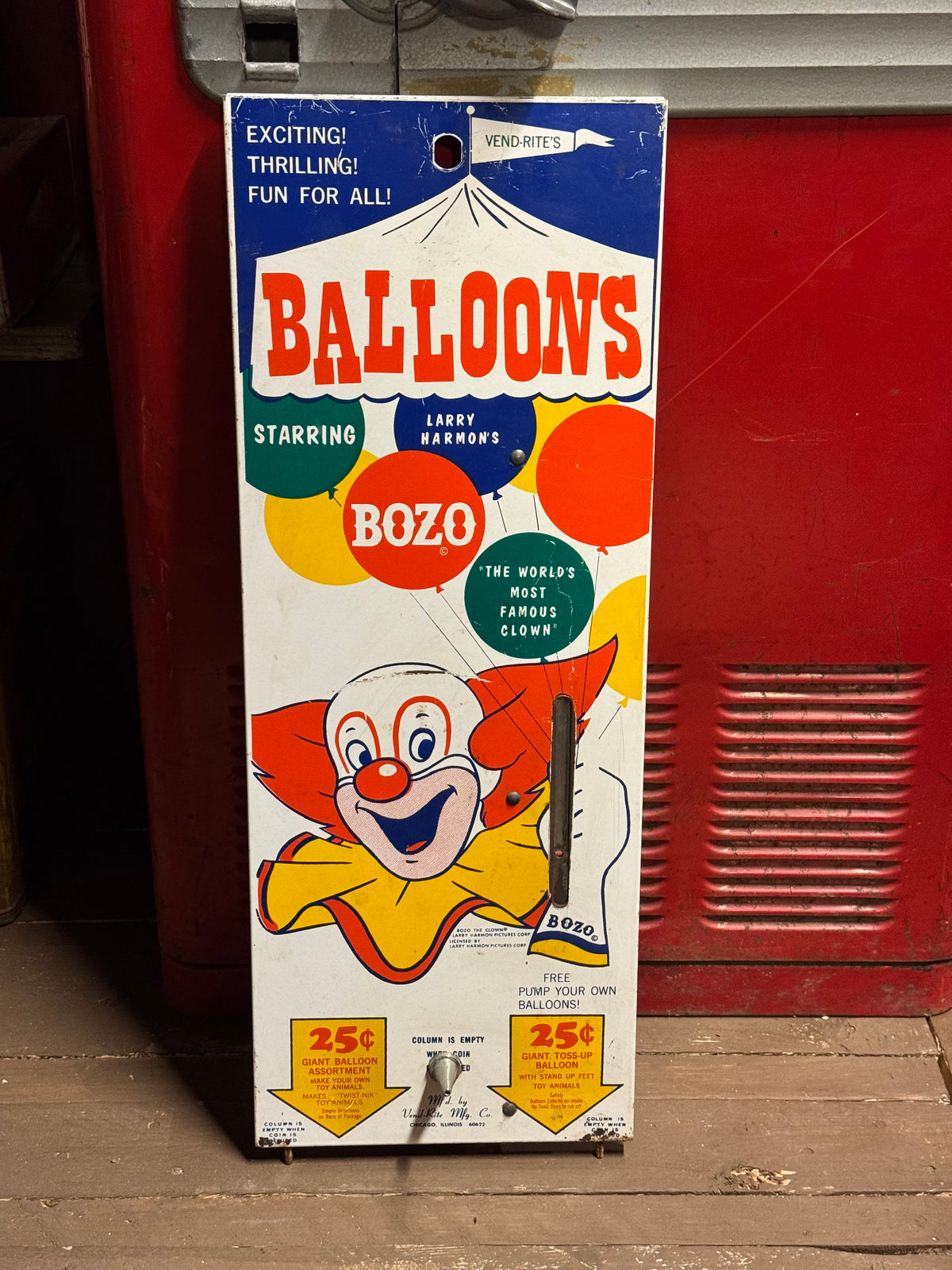 Bozo the Clown-ballonautomat front 1960s - sjælden!