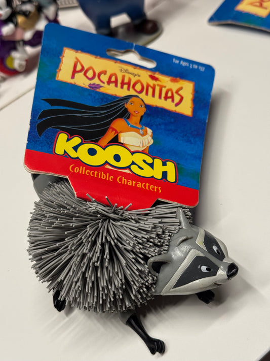 vintage Disney Pocahontas Koosh Collectible Character med vaskebjørnen Meeko fra 1995