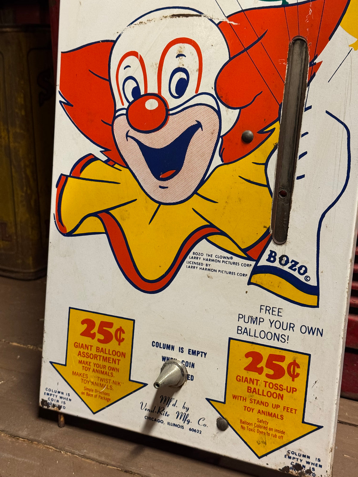 Bozo the Clown-ballonautomat front 1960s - sjælden!
