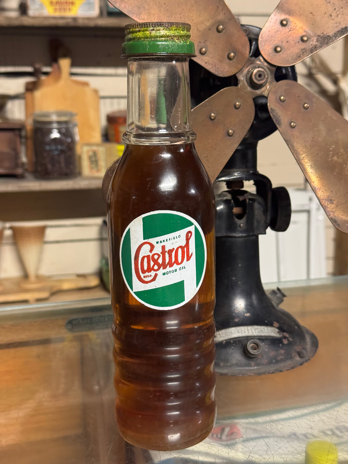Castrol Wakefield motorolie glasflaske 1950s
