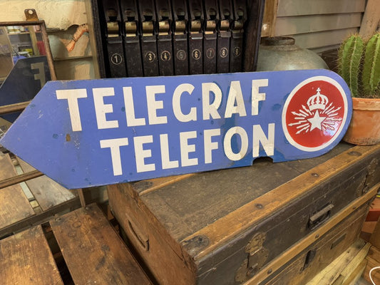 Telegraf telefon - Emaljeskilt